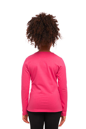 Fuşya Basic Mevsimlik Likralı Uzun Kollu Kız Çocuk Tişört