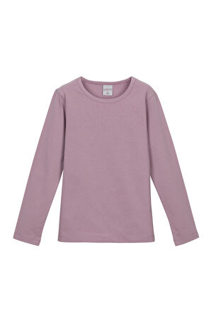 Gül Kurusu Basic Mevsimlik Likralı Uzun Kollu Kız Çocuk Tişört