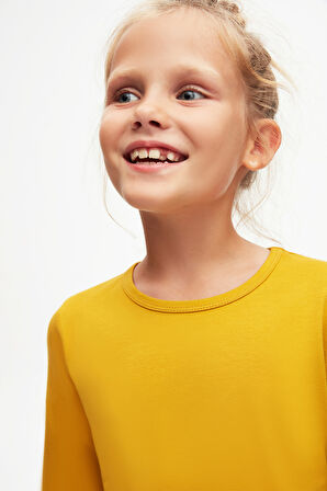 Hardal Basic Mevsimlik Likralı Uzun Kollu Kız Çocuk Tişört