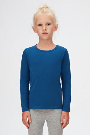 İndigo Basic Mevsimlik Likralı Uzun Kollu Kız Çocuk Tişört