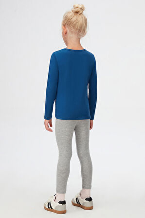 İndigo Basic Mevsimlik Likralı Uzun Kollu Kız Çocuk Tişört