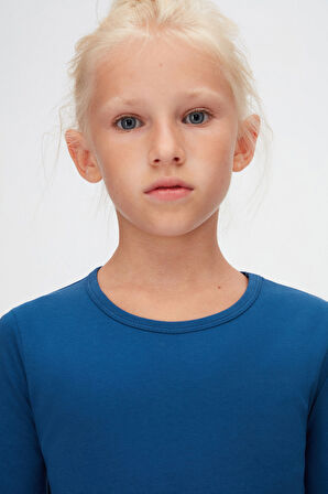 İndigo Basic Mevsimlik Likralı Uzun Kollu Kız Çocuk Tişört