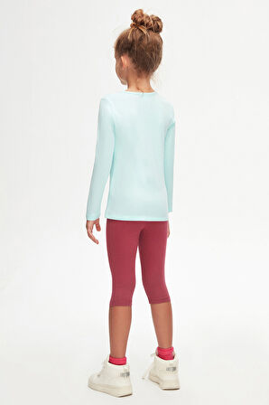 Mint Basic Mevsimlik Likralı Uzun Kollu Kız Çocuk Tişört