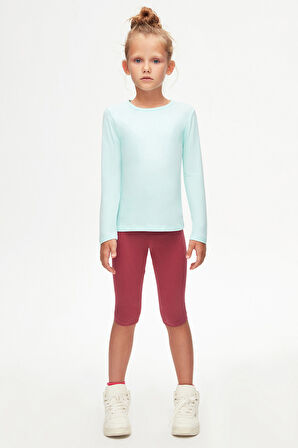 Mint Basic Mevsimlik Likralı Uzun Kollu Kız Çocuk Tişört