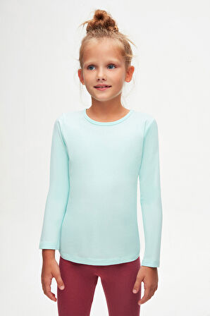 Mint Basic Mevsimlik Likralı Uzun Kollu Kız Çocuk Tişört