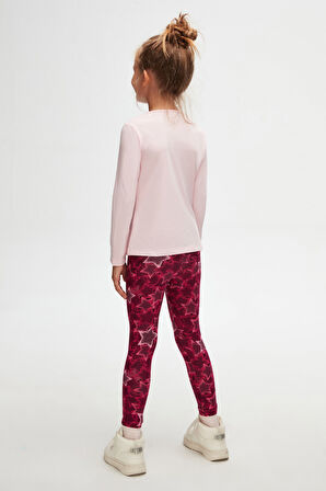 Uçuk pembe Basic Mevsimlik Likralı Uzun Kollu Kız Çocuk Tişört