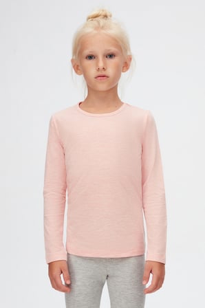Koyu Pembe Melanj Basic Mevsimlik Likralı Uzun Kollu Kız Çocuk Tişört