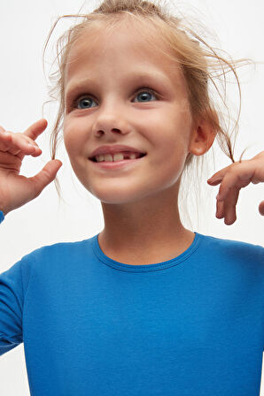 Saks Basic Mevsimlik Likralı Uzun Kollu Kız Çocuk Tişört