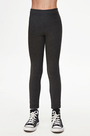 Antrasit Basic Kız Çocuk Kışlık Tayt