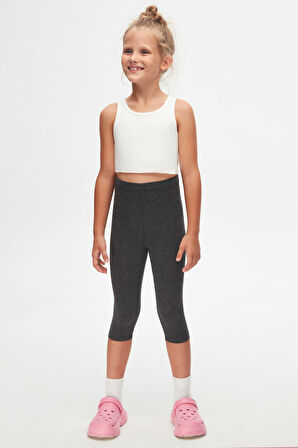 Antrasit Basic Kız Çocuk Diz Altı Tayt Kapri