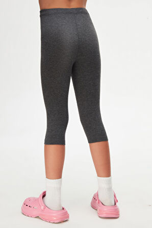 Antrasit Basic Kız Çocuk Diz Altı Tayt Kapri