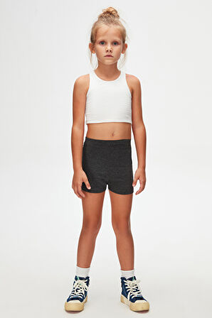 Antrasit Basic Kız Çocuk Dans Şort