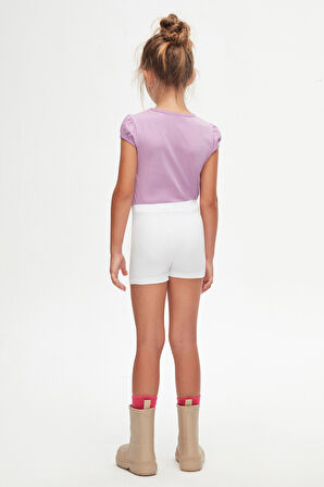 Beyaz Basic Kız Çocuk Dans Şort