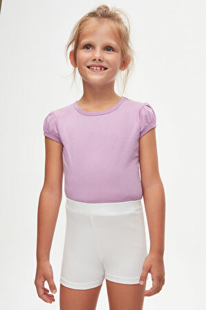 Beyaz Basic Kız Çocuk Dans Şort