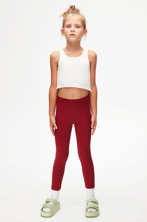 Bordo Basic Kız Çocuk Kışlık Tayt