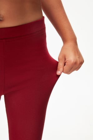 Bordo Basic Kız Çocuk Kışlık Tayt