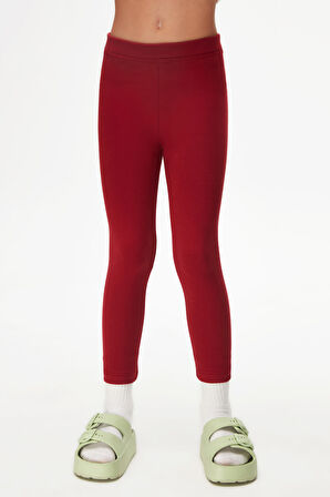 Bordo Basic Kız Çocuk Kışlık Tayt