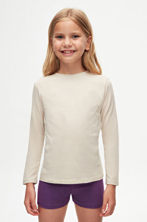 Taş Basic Unisex Çocuk Mevsimlik Sıfır Yaka Uzun Kollu Tişört