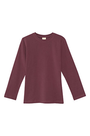 Vişne Çürüğü Basic Unisex Çocuk Mevsimlik Sıfır Yaka Uzun Kollu Tişört