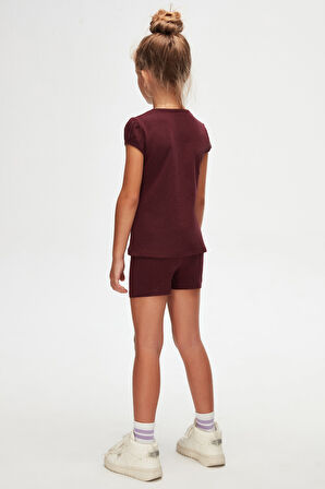 Vişne Çürüğü Kız Çocuk Sıfır Yaka Karpuz Kol Tişört