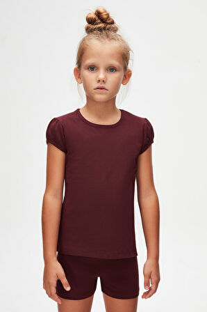 Vişne Çürüğü Kız Çocuk Sıfır Yaka Karpuz Kol Tişört