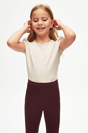 Vişne Çürüğü Kız Çocuk Tam Boy Düz Basıc Tayt