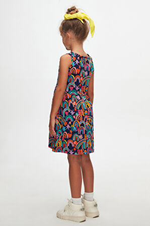 Brave & Happy Kız Çocuk Desenli Kolsuz Elbise