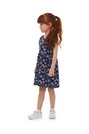 Momordica Kız Çocuk Desenli Kolsuz Elbise