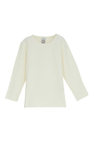 Ekru Basic Çıtçıtlı Uzun Kollu Bebek Tişört