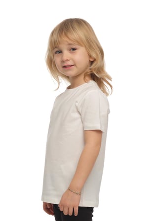 Ekru Basic Unisex Çocuk Sıfır Yaka Kısa Kollu Tişört