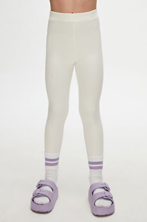 Ekru Basic Kız Çocuk Yazlık Tayt