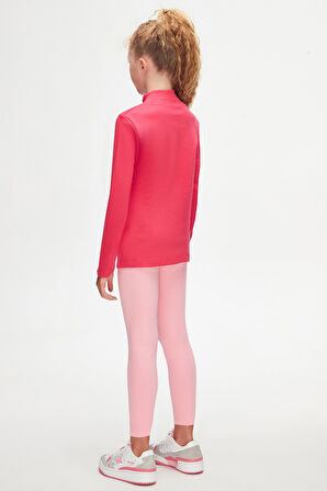 Fuşya Basic Kışlık Yarım Balıkçı Yaka Uzun Kollu Kız Çocuk Tişört