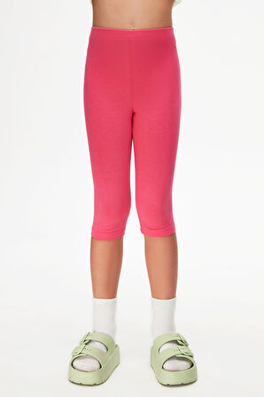 Fuşya Basic Kız Çocuk Diz Altı Tayt Kapri