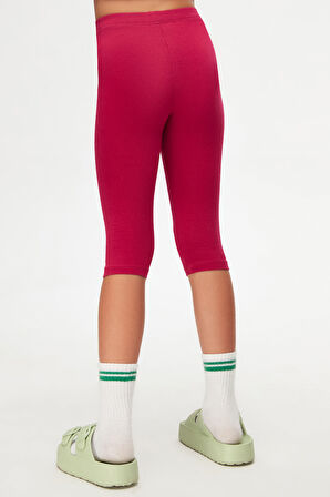 Koyu Fuşya Basic Kız Çocuk Diz Altı Tayt Kapri
