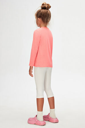 Fosfor Fuşya Basic Unisex Çocuk Mevsimlik Sıfır Yaka Uzun Kollu Tişört