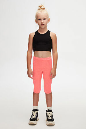 Fosfor Fuşya Basic Kız Çocuk Diz Altı Tayt Kapri