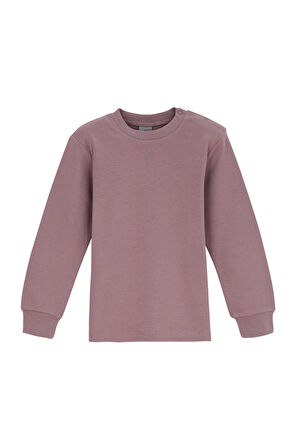 Gül Kurusu Basic Kız Bebek Çıtçıtlı Yaka Kışlık Uzun Kollu Tişört