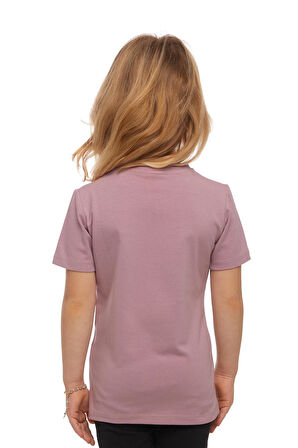 Gül Kurusu Basic Unisex Çocuk Sıfır Yaka Kısa Kollu Tişört