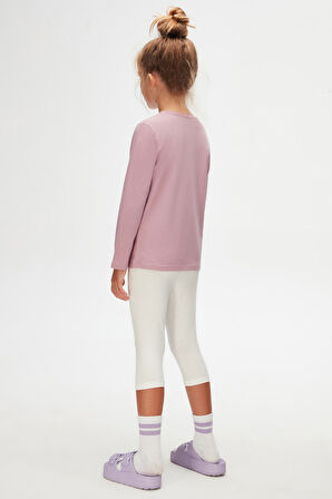 Gül Kurusu Basic Unisex Çocuk Mevsimlik Sıfır Yaka Uzun Kollu Tişört