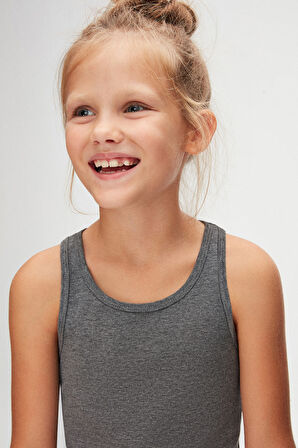 Koyu Gri Basic Kız Çocuk Yüzücü Atlet