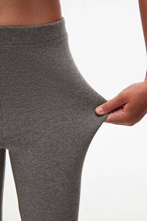 Koyu Gri Basic Kız Çocuk Kışlık Tayt