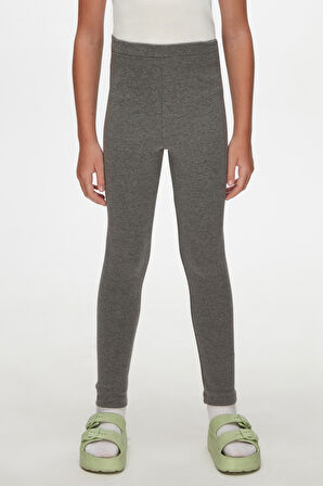 Koyu Gri Basic Kız Çocuk Kışlık Tayt