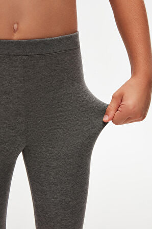 Koyu Gri Basic Kız Çocuk Yazlık Tayt