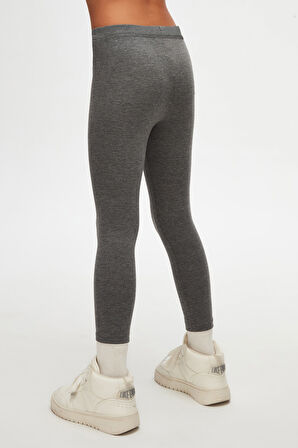 Koyu Gri Basic Kız Çocuk Yazlık Tayt