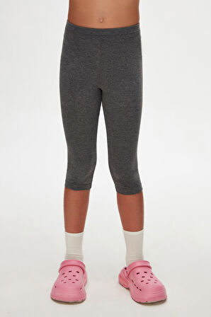 Koyu Gri Basic Kız Çocuk Diz Altı Tayt Kapri