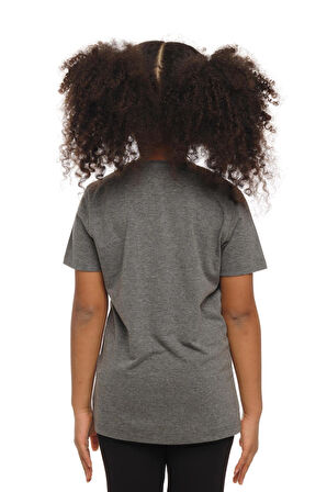 Buz Gri Basic Unisex Çocuk Sıfır Yaka Kısa Kollu Tişört