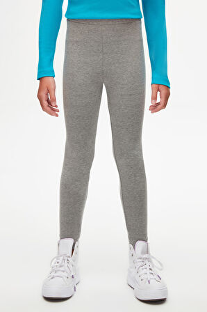 Buz Gri Basic Kız Çocuk Yazlık Tayt