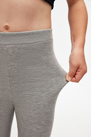 Gri Basic Kız Çocuk Kışlık Tayt