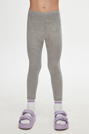 Gri Basic Kız Çocuk Yazlık Tayt