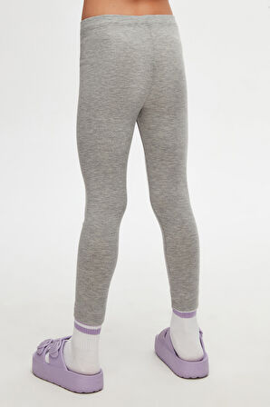 Gri Basic Kız Çocuk Yazlık Tayt